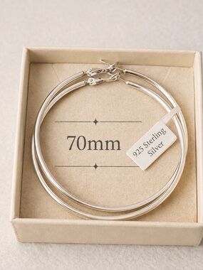 Sterling silver big hoop earrings 70mm